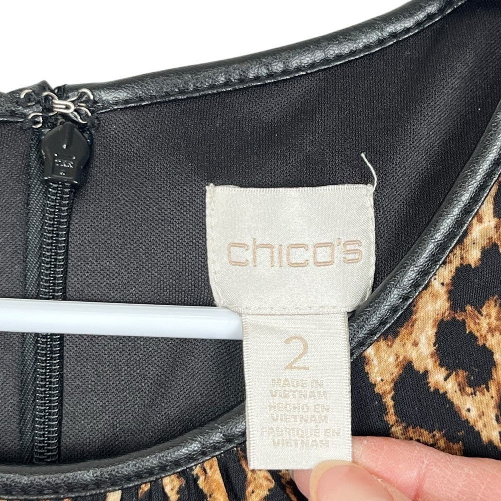 Chico’s Animal Annie Leopard Print Shift Dress Size 2 (US Large 12) - Picture 7 of 11